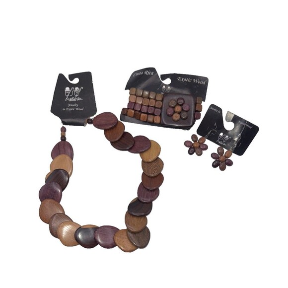 Necklace Bracelet Earings  Costa Rica  Discs Exotic Ironwood Overlap Artisan main image 5